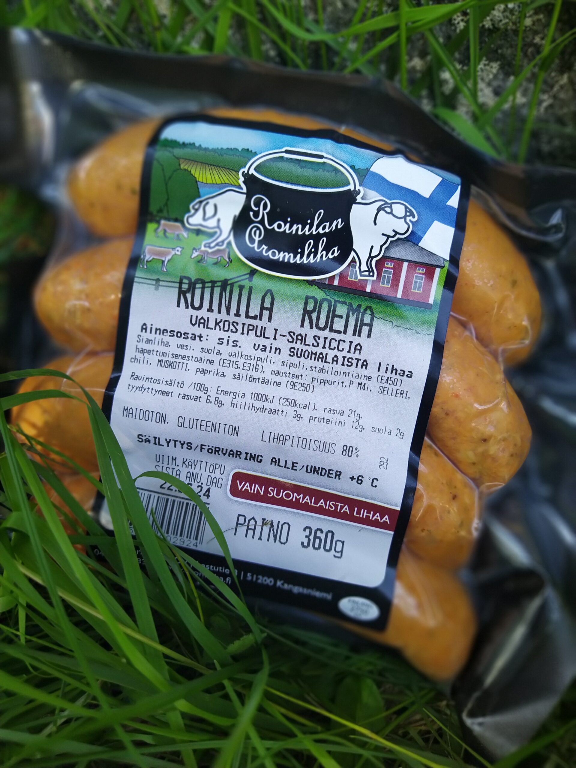 roinila roema valkosipulinen täyslihamakkara paunolan tila muna-auto